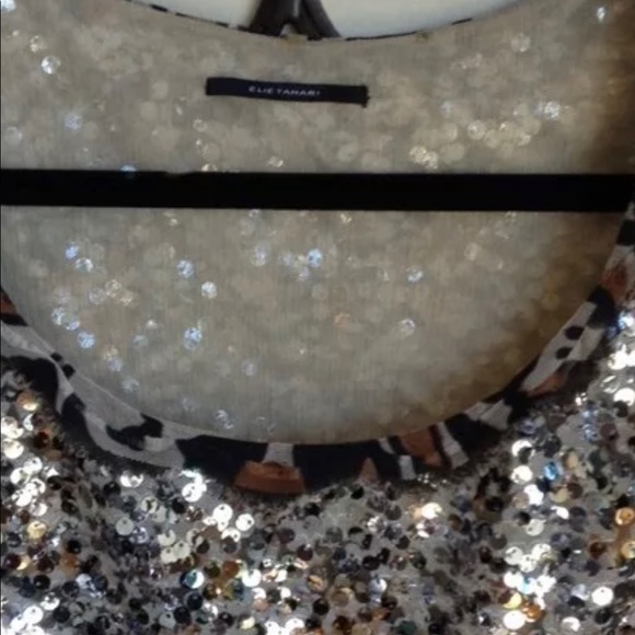 tahari sequined bling party Blouse M - Picture 3 of 6
